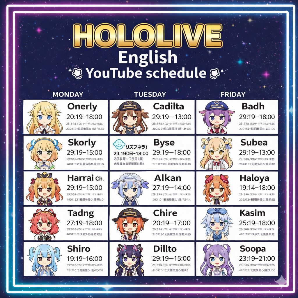 2026年07月19日 ホロライブEnglish放送スケジュール