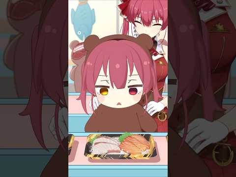 クマリン、刺身にタンポポを乗せる仕事に挑戦🐻🐟funnyvideo shorts サムネイル