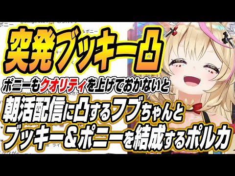 【hololive切り抜き/尾丸ポルカ】朝活配信に凸してきたフブちゃんとブッキー＆ポニーを結成するポルカ【白上フブキ】 サムネイル