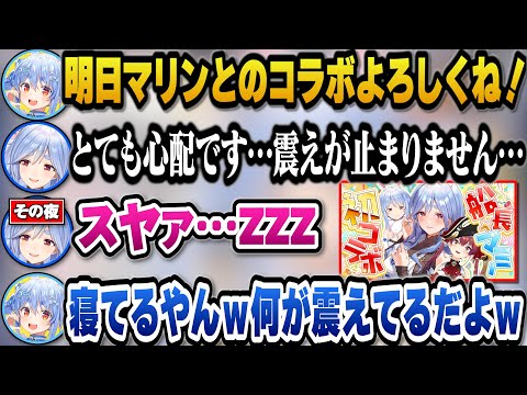マリン船長とのコラボに緊張し震えが止まらないと思いきや夜はちゃんとスヤスヤでメンタルが強い説が浮上するぺこらマミーｗ【… サムネイル
